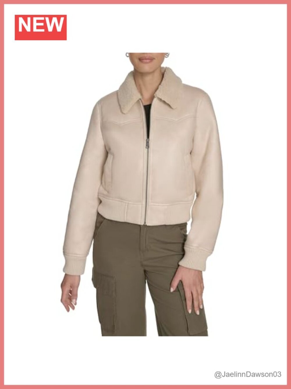 Faux Shearling Western Bomber Jacket Sherpa Lined Zip Front